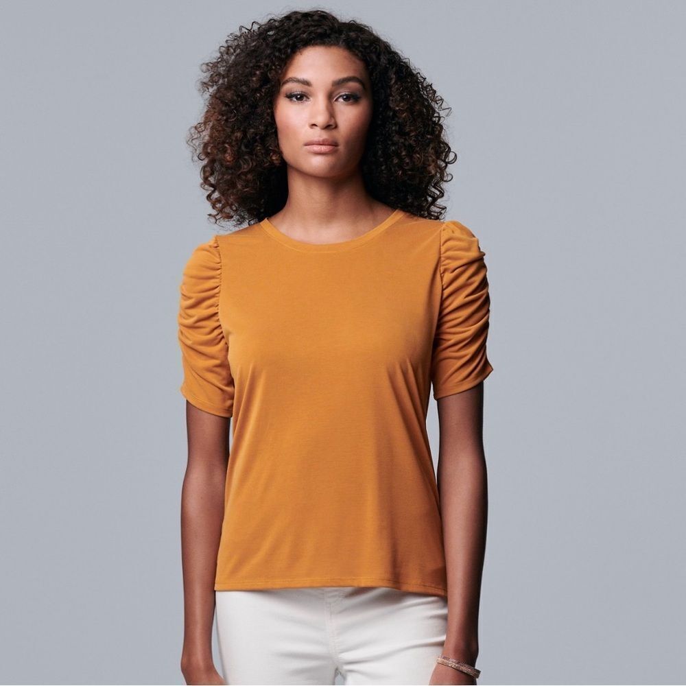 Simply Vera Vera Wang Ruched Elbow Sleeve Tee